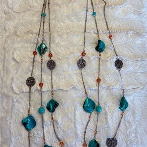 CJ Banks Turquoise and Silver Long Necklace